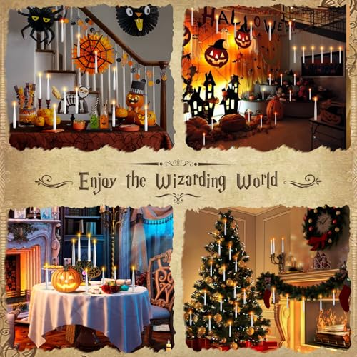 White Floating Candles with Wand - Christmas Flameless LED Hanging Candle Set