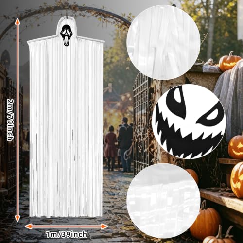 Halloween Ghost Hanging Decorations - DIY Interchangeable Horror Faces, Indoor & Outdoor, 78.7 Inches