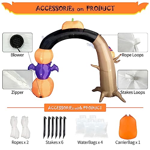 Halloween Inflatable Arch with LED Lights, Dead Tree Design, 10FT Long & 8FT Tall Yard Decoration