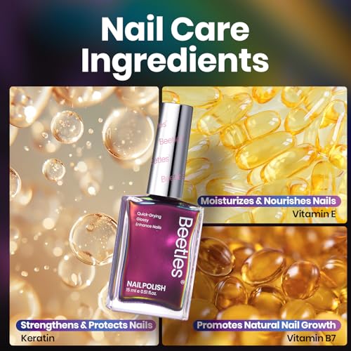 Beetles Chrome Nail Polish - Holographic Ember Chameleon Effect, Fast Dry, Long-Lasting