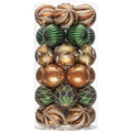 Earth Tone Christmas Tree Ornaments Set - 30 Shatterproof Baubles with String