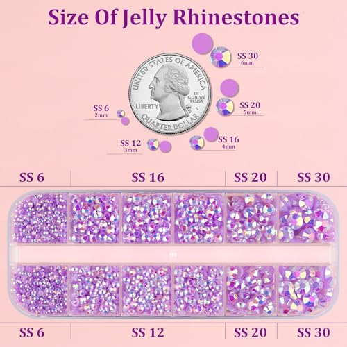 Light Purple AB Flatback Rhinestones for Crafts & Jewelry with Glue Set