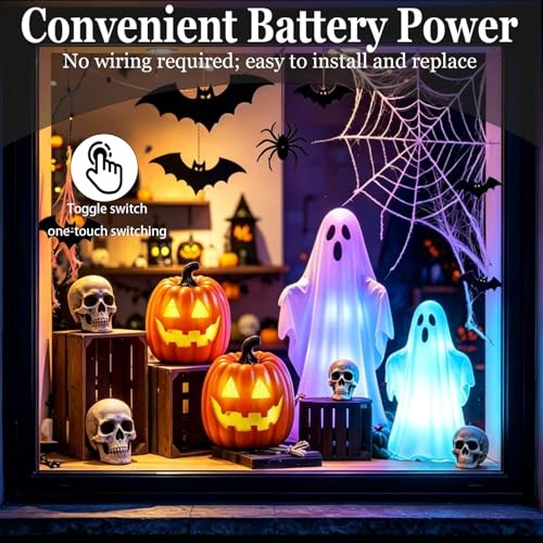 Resin Halloween Jack-o'-Lantern Decor with Blinking Eyes - 5.3 Inch LED Pumpkin Light, Indoor Ornament