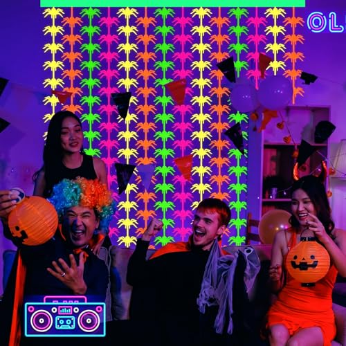 Glow in the Dark Halloween Spider Fringe Curtains - Party Decorations