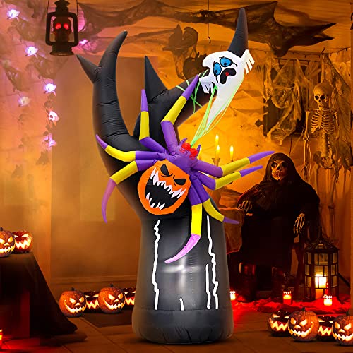 Halloween Inflatable Tree with LED Lights - 8 FT Outdoor Decoration, Black Tree Variant