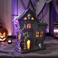 Halloween Village Houses Haunted House Figurine with Lights - Indoor Resin Decor