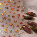 Fall Maple Leaf Nail Stickers - Autumn 5D Embossed Decals for Nails - Color06