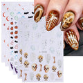 Halloween Ghost Skull Nail Stickers - 6 Sheets Self Adhesive Nail Art Decals - Ghost & Pumpkin Designs (Variation: Ghost Skull-6)