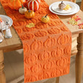 Fall Table Runner 3D Faux Fur Pumpkin Design - Orange, 13x72 Inches, Windkream