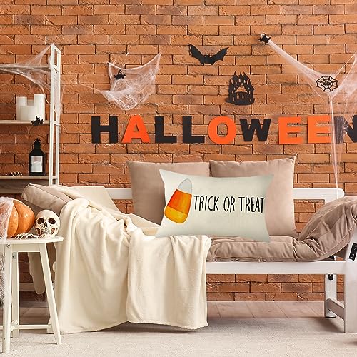Halloween Candy Corn Throw Pillow Cover, 12x20 Inch Trick or Treat Home Decor