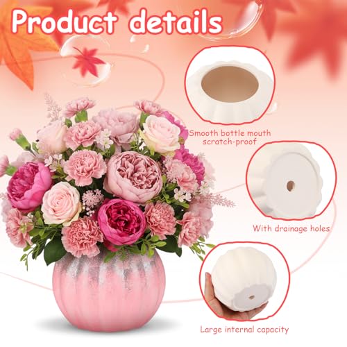 DIY Ceramic Pumpkin Vase Set - Fall Halloween Table Centerpieces, 6 Pcs