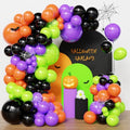Halloween Balloon Arch Kit - 121pcs Orange Black Green Purple Balloons for Party Decor