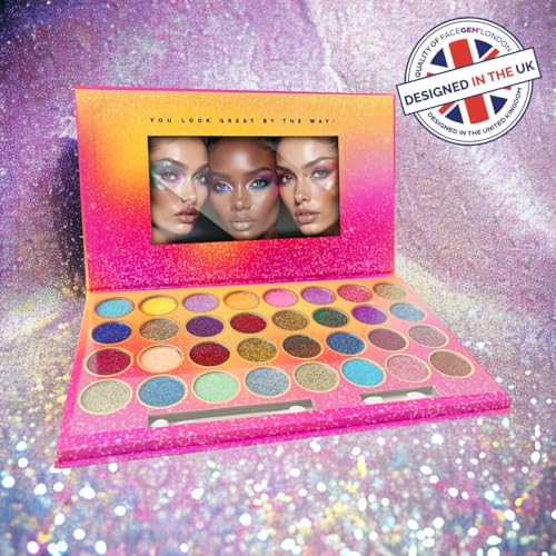 32 Colors Glitter Eyeshadow Palette for Face Body & Festival Makeup