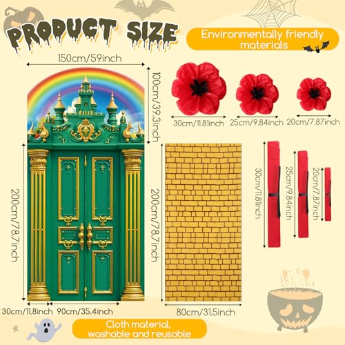 Halloween Green Castle Door Cover & Yellow Brick Floor Runner Set