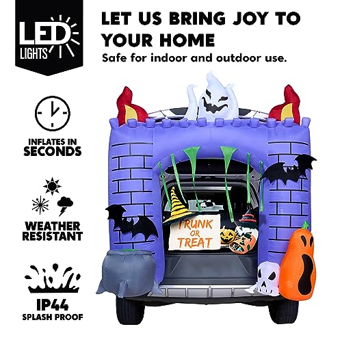 6 ft Halloween Inflatable Haunted Castle with LEDs for Car Trunk & Outdoor Decor