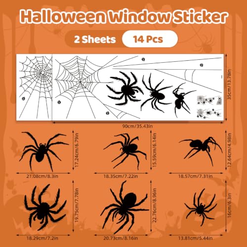Large Halloween Spider Web Window Cling - 35x14 Inches, 2 Sheets, Style 3