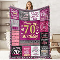 Boho 70th Birthday Throw Blanket - 50x60 Inches for Women, Happy 70th Gift Idea