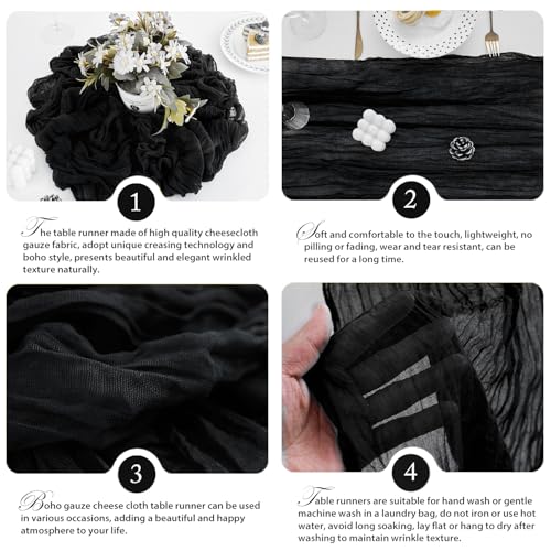 Black Cheesecloth Table Runner 17x108 Inch - Rustic Wedding Party Decor - Variation of THIS listing