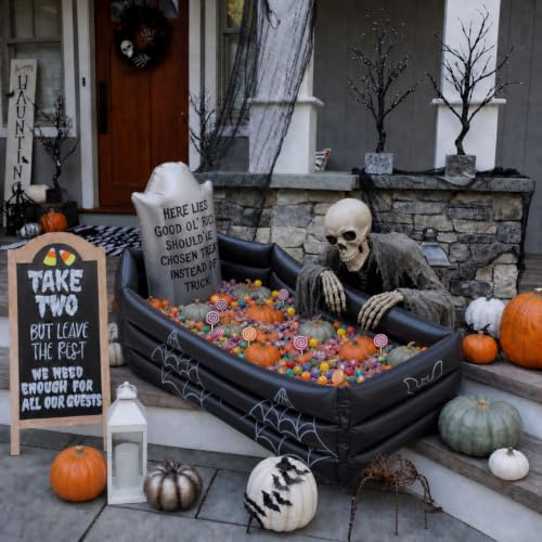 Halloween Inflatable Candy Cooler - 40 Inch Graveyard Coffin Shape for Parties