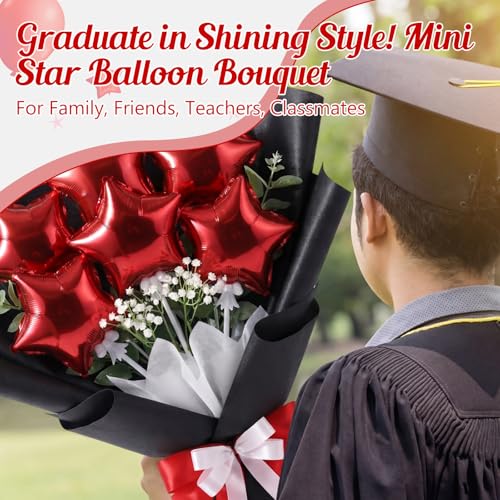 60 Pcs Red 6 Inch Star Foil Balloons for Christmas Party Decoration - Self Inflating