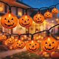 Jack O Lantern LED Halloween Pumpkin String Lights - 12Ft, 20 Bulbs, Clear Variation