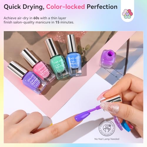 SAVILAND Macaron 20+3 Color Nail Polish Set with Base, Glossy & Matte Top Coat