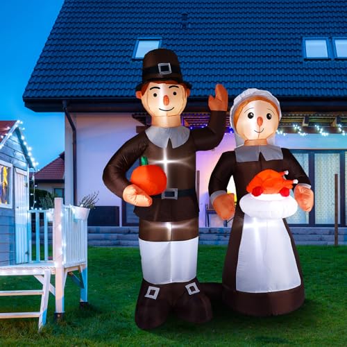 7.5 Ft Thanksgiving Pilgrim Inflatable Yard Decoration Outdoor Halloween Halloween Decor