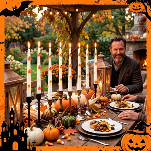 Lyrow Fall Pumpkin Candles Set - Pumpkin Candy Scented Halloween & Thanksgiving Decor, 8 Pieces with Variation Pumpkin Candy