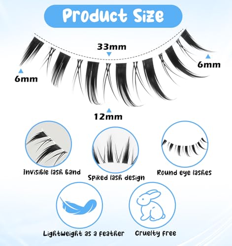 10 Pairs Manga Strip Lashes with Invisible Band - Natural & Reusable