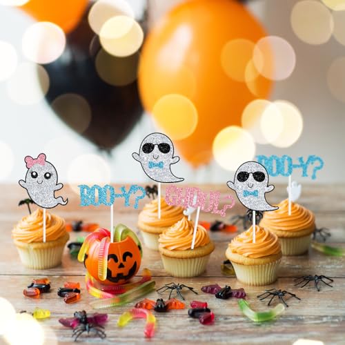 Halloween Ghost Cupcake Toppers - 24 Pack Spooky Party Decorations