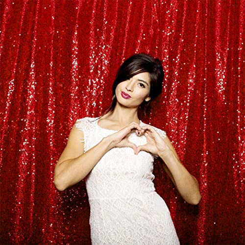 Red Sequin Backdrop Curtains for Party 2ft x 8ft - 2 Panels