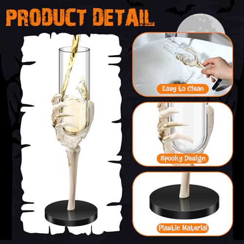 Halloween Skeleton Hand Wine Glasses Set - 6 Plastic Cocktail Glasses