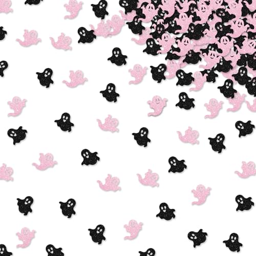 Halloween Confetti Set - Little Boo Ghost Paper Scatter in Black & Pink - 120pcs