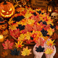 Halloween Fall Fake Leaves Leaf Decor Set - 200 Pcs Autumn Table Scatter - Spooky Party Decor