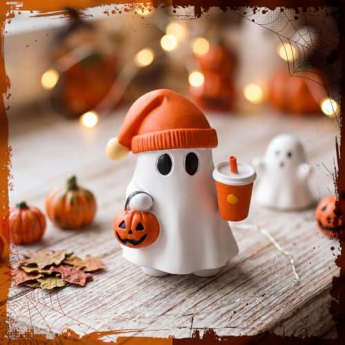 Halloween Ghost Figurine with Pumpkin Bucket & Orange Drink - Variation of Ghost Drink