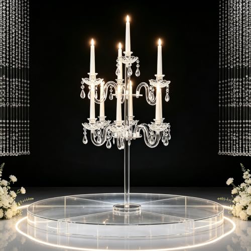 Clear Acrylic Candelabra Centerpieces for 10 Taper LED Candles - Elegant Table Decor
