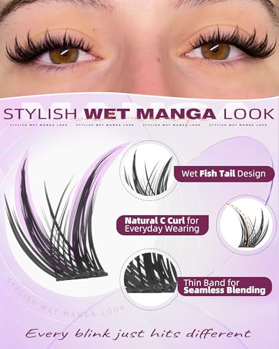 Wet Look Manga Lash Clusters Kit - Fish Tail Style, G-Fish Tail Variation