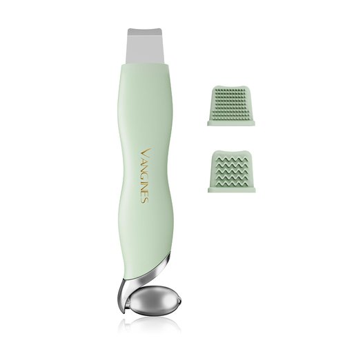 Vangines 3-in-1 Blackhead Remover Tool with Ice Roller & 2 Silicone Brush Heads - Pore Cleaning Face Spatula, Stainless Steel Skin Scraper for Nose, T-Zone Deep Cleansing (Sage Mist)