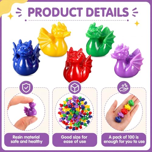 Mini Resin Dragon Duck Set - Unique Colorful Tiny Figurines Bulk 100 Pcs
