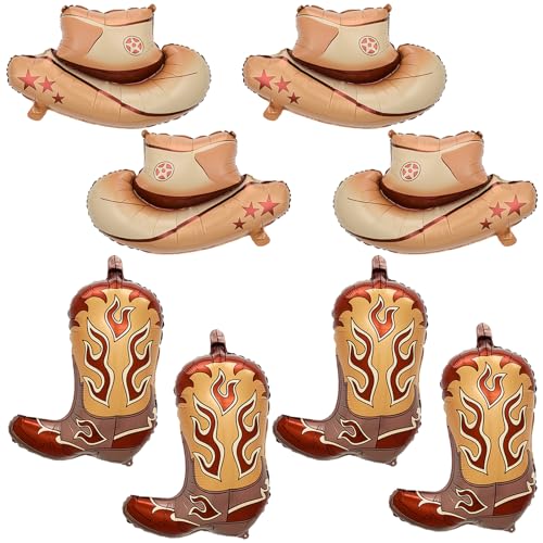 Western Cowboy Party Balloons - Cowboy Boot & Hat Foil Balloons, Cowboy Variation