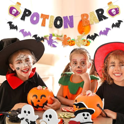 Halloween Potion Bar Banner Decor with Potion Signs - Witch Party & Haunted House Decorations