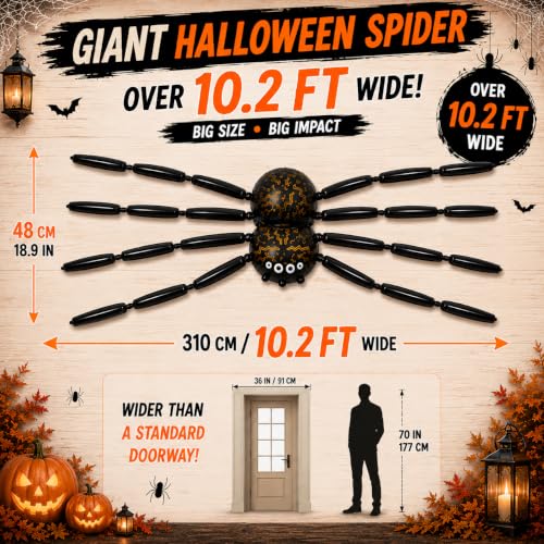 Giant Halloween Spider Balloon 10.2FT Outdoor Yard Decorations - Spooky Party Decor