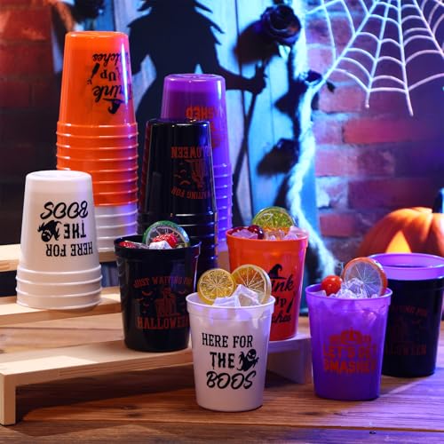 36 Pack Halloween Plastic Cups 16oz Pumpkin Ghost Witch Hat Skull Party Supplies