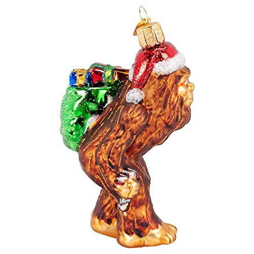 Santa Sasquatch Glass Blown Ornament - Handcrafted Holiday Tree Decoration - One Size