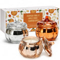 Pumpkin Shaped Candles 3 Pack - Fall Pumpkin Spice Scented Soy Candles with Mix Variation
