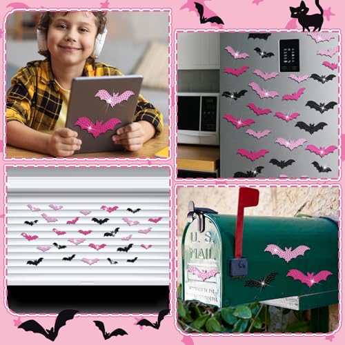 Halloween Bat Magnet Art Kit - Pink and Black Diamond Decor, Variation: Bat