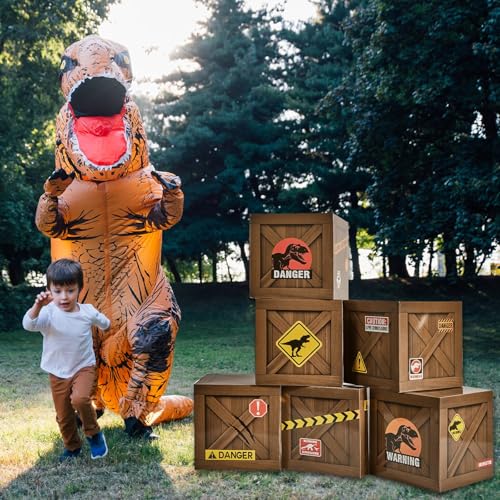 Dinosaur Party Decorations Set - 6 Large Dinosaur Paper Boxes for Baby Shower Birthday