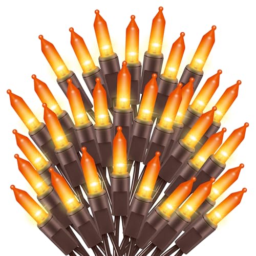 Orange Christmas Mini String Lights Brown Wire 300L Indoor Outdoor Decor Variation