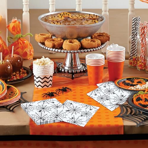 Halloween Spider Web Napkins 40 Pack - Disposable 13x13 Inch Party Table Decor