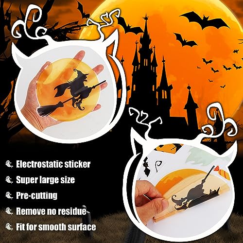 Halloween Window Clings 6 Sheets - Colorful Ghost Spider Witch Haunted House Decorations